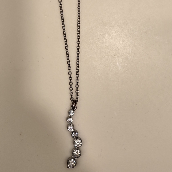 Necklace with Rhinestone Serpentine Pendant 22" Adj Silver Tone Chain - Picture 1 of 12